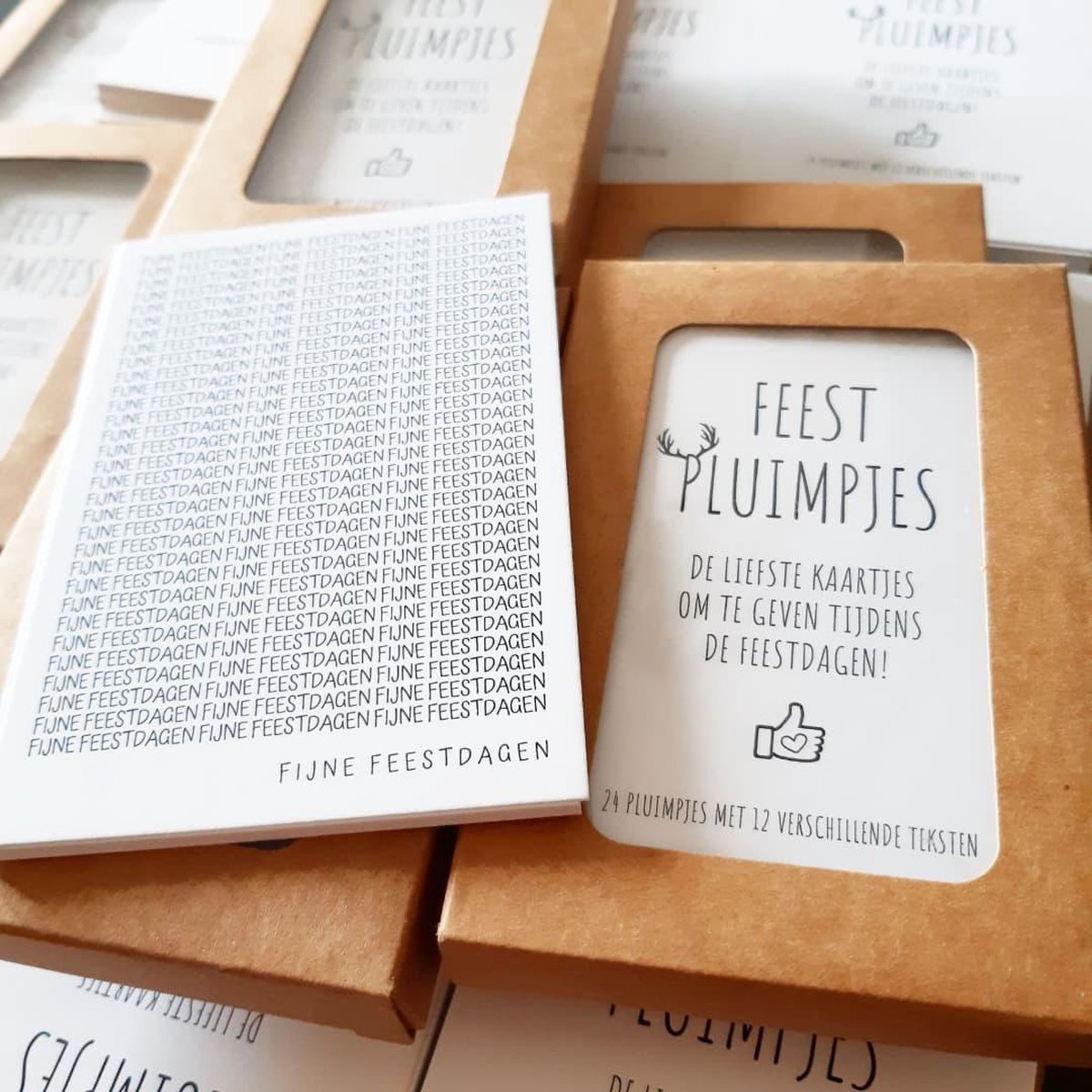 Pluimpjes Feestdagen editie | 24 (2x12) kaartjes - complimenten - kerst - Liefs op papier